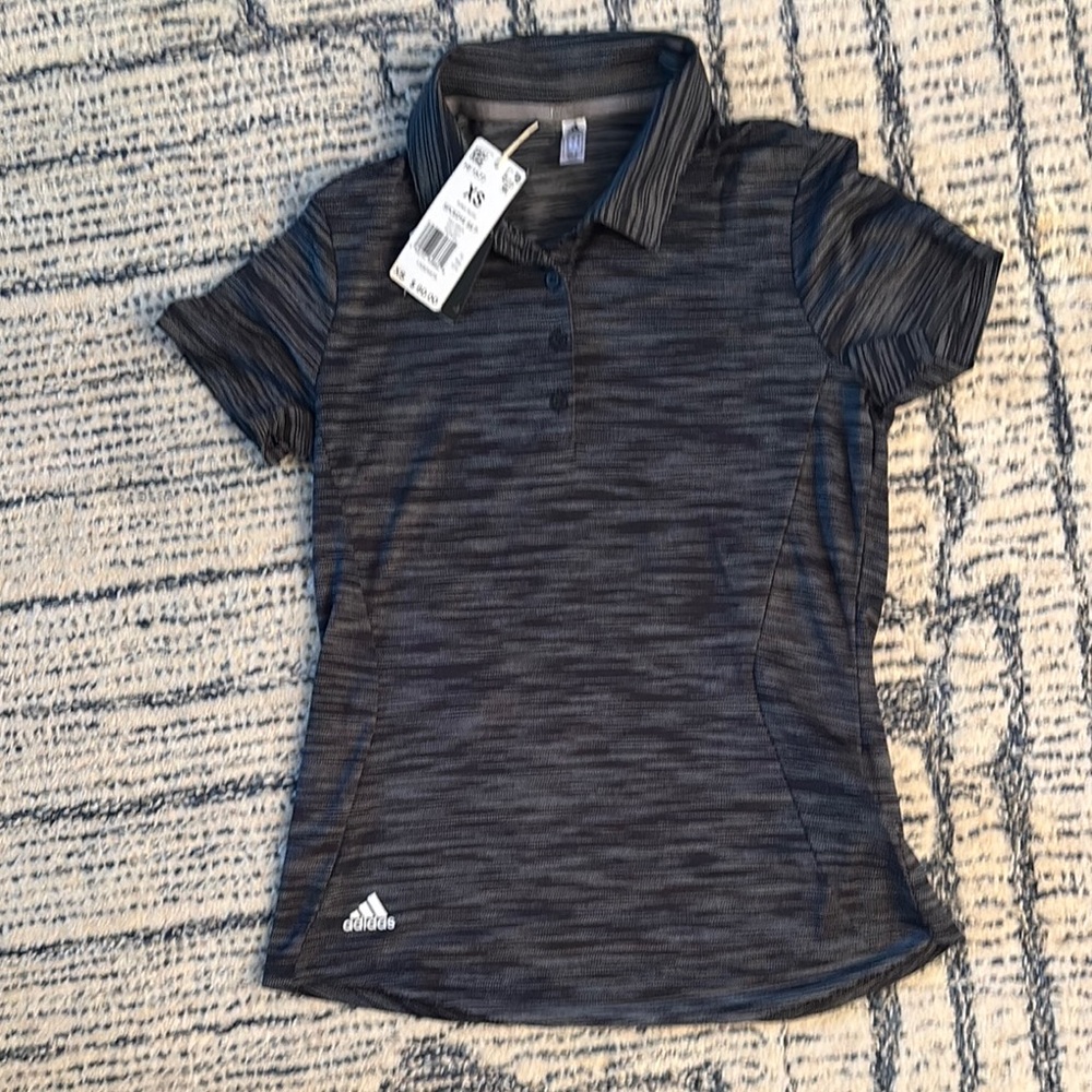Adidas Gray Athletic Polo Shirt Performance Fit
